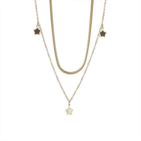 Conjunto Estelar Dourado Pulseira Aço Inoxidável 316L com Pingente de Estrela